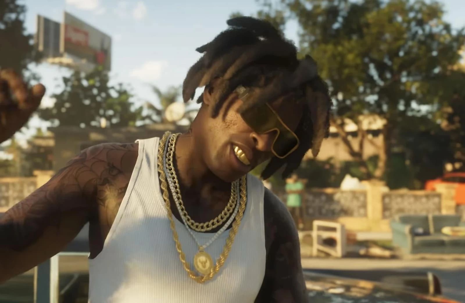 Man with a thick gold chain, Trailer 1 background NPC.
