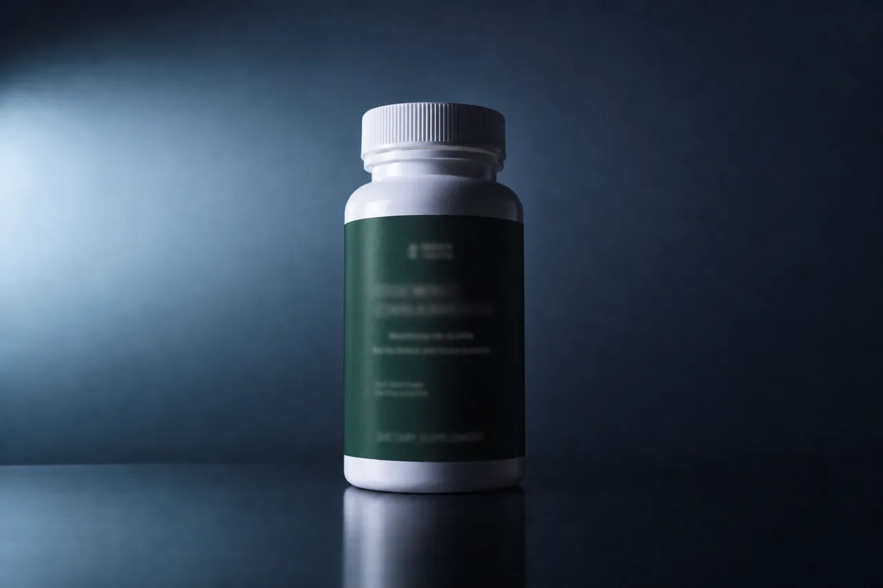 White pill bottle with a dark green label on a dark surface, placeholder render for the GTA 6 Zombix healing item
