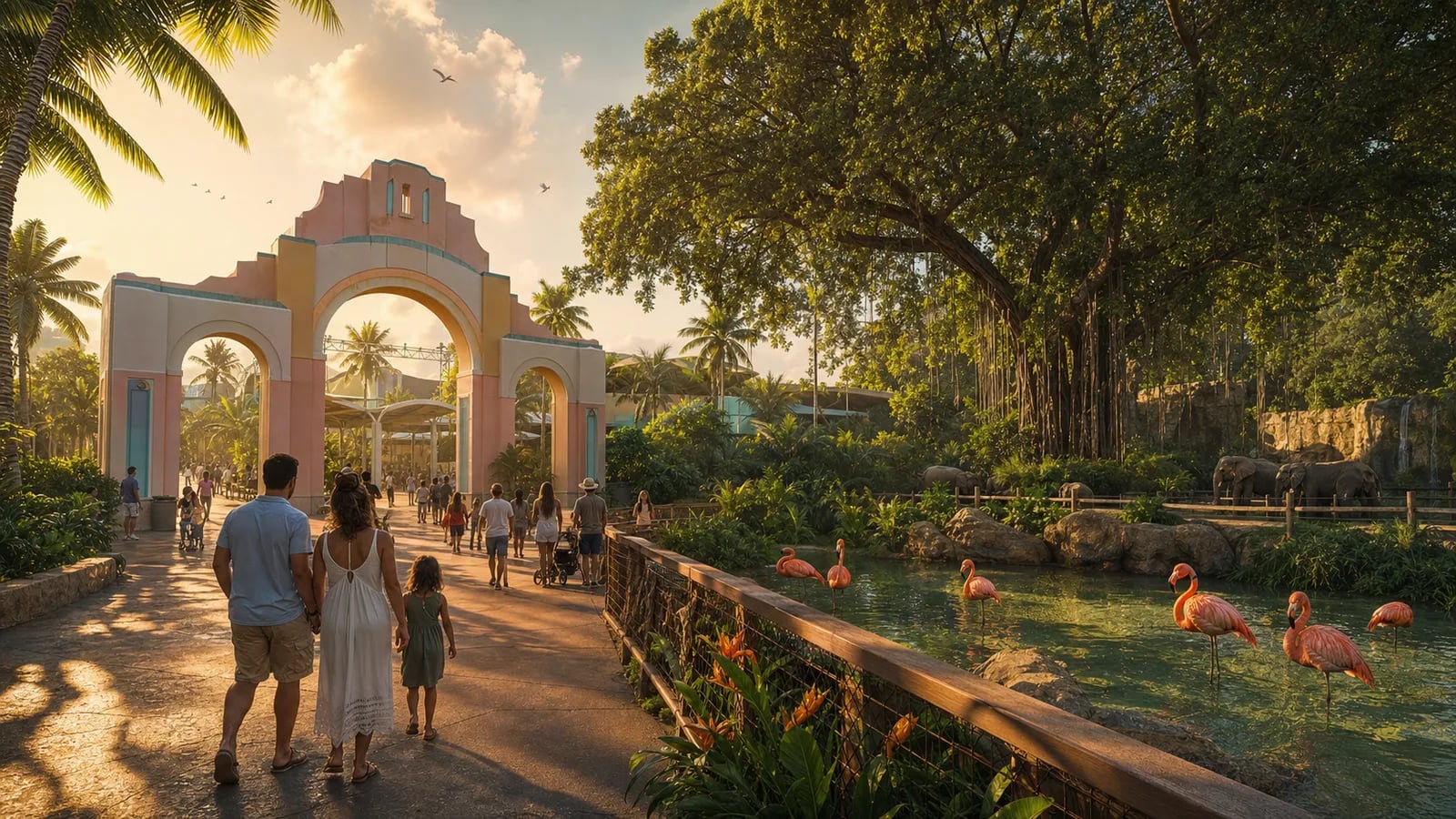 WikiGTAVI concept visualization of the Leonida Zoo entrance in GTA 6