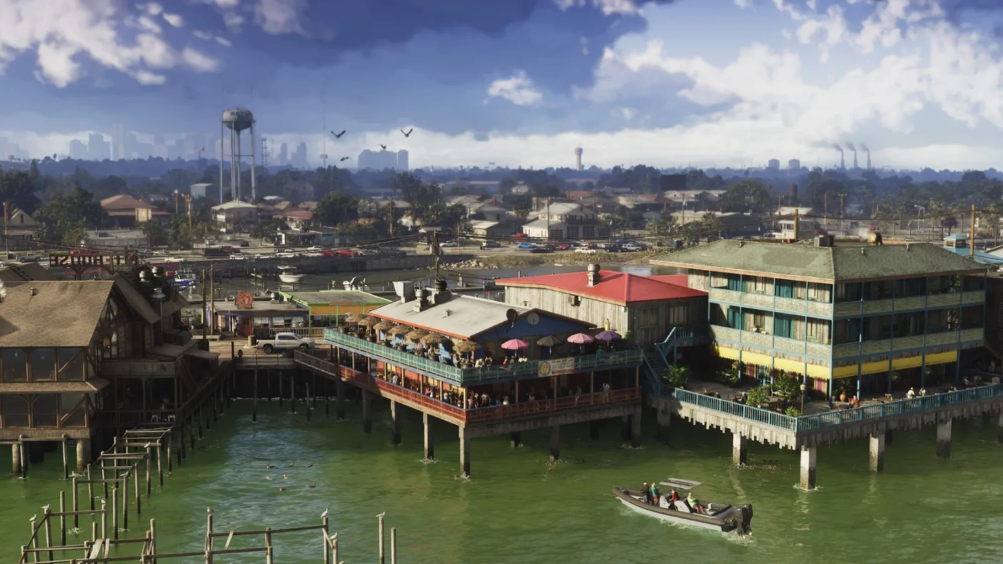 Watson Bay stilt-house waterfront and pier restaurants in GTA 6