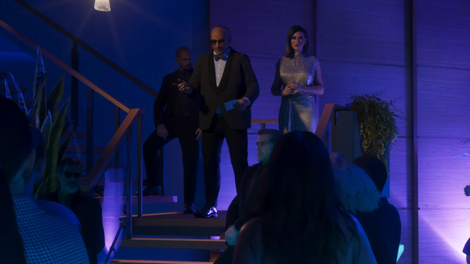 Andrés de León coming down the stairs with his entourage at the Mega Mundo gala in the GTA 6 Extended Look