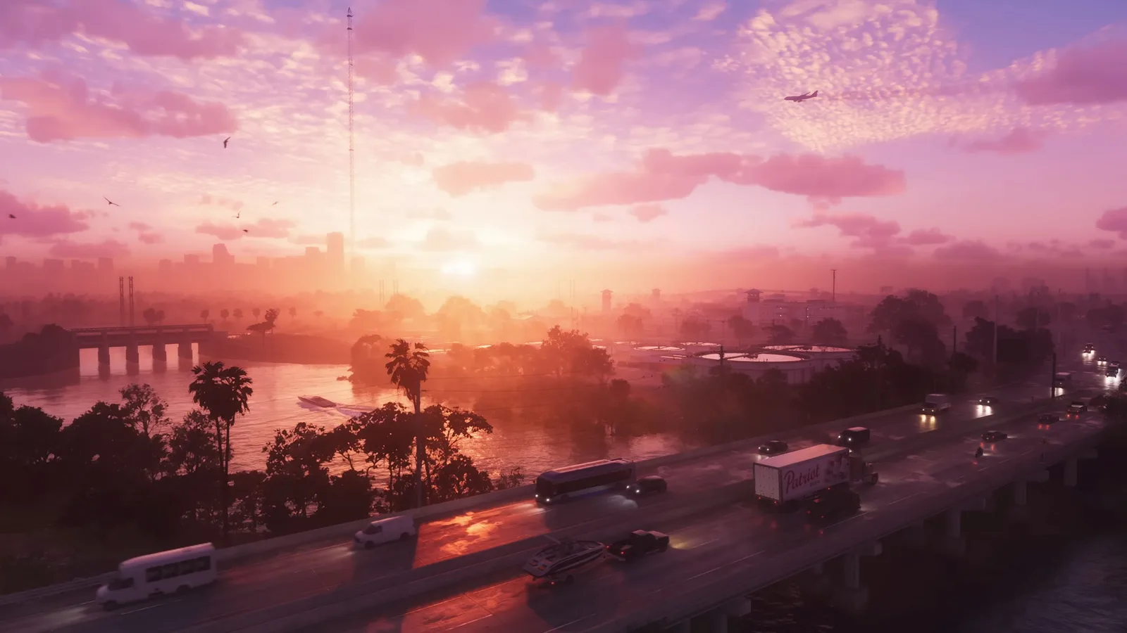 Vice City skyline at sunrise, the kind of dense open world that would define any Switch 2 port of GTA 6