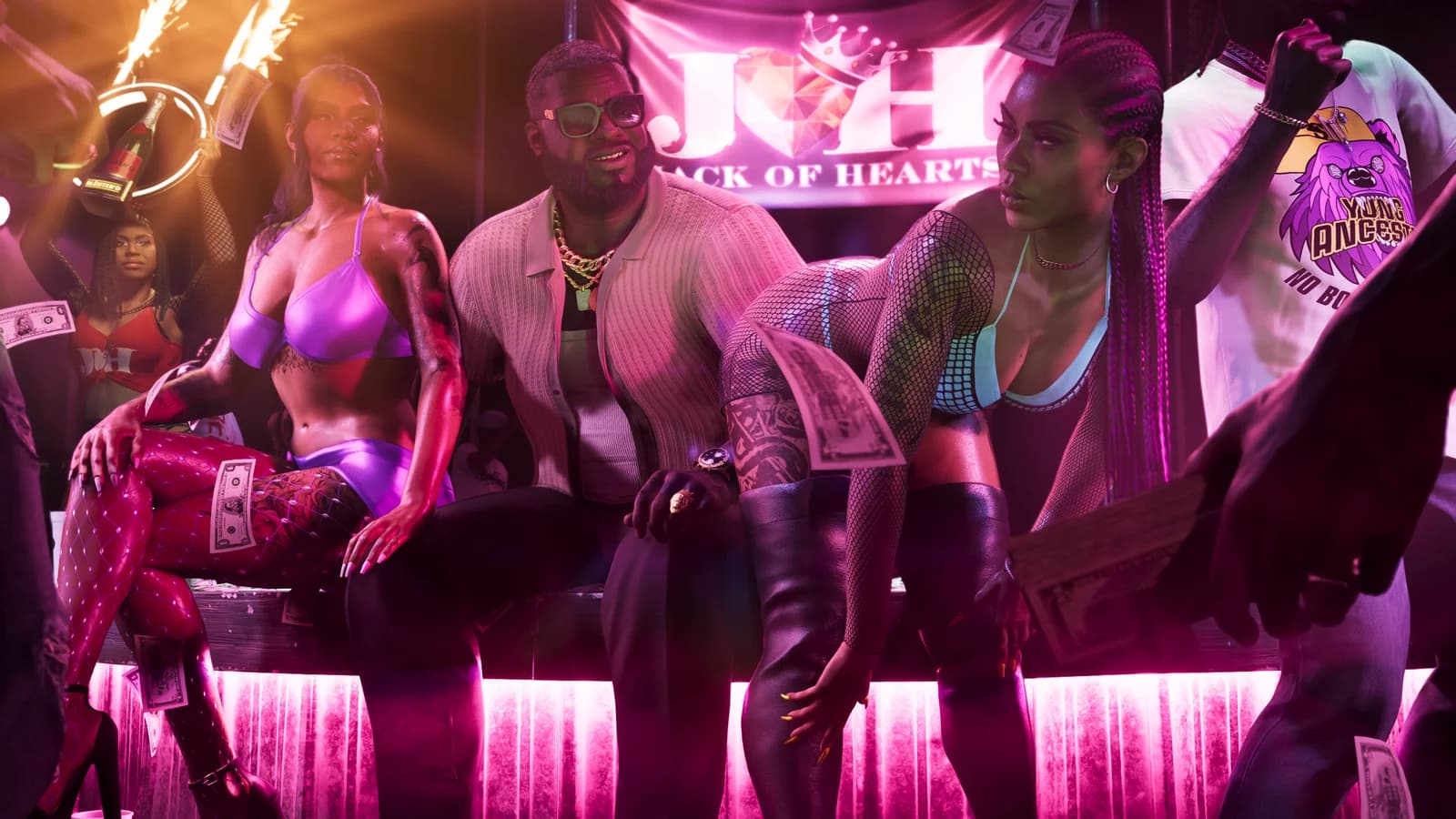 Grand Theft Auto VI cover art next to a PlayStation 5 with the storefront in view