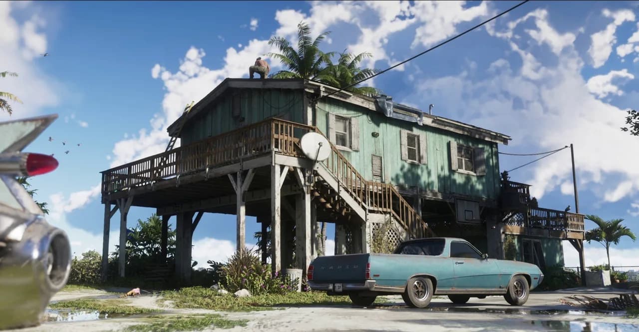 The Leonida Keys stilt safehouse in Key Lento, the weathered coastal home Jason and Lucia share early in GTA 6