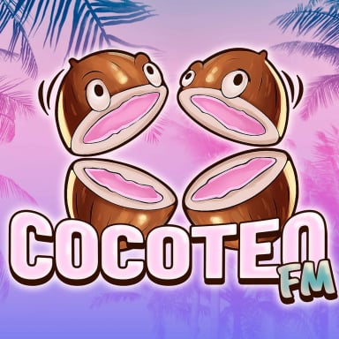 Official Cocoteo FM artwork with two halved coconuts with eyes