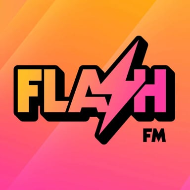 Official Flash FM logo with a lightning bolt as the S