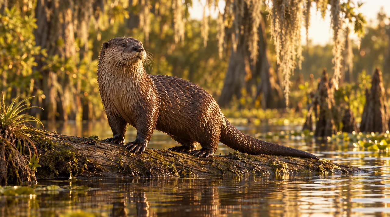 Concept render of a river otter on a log in GTA 6