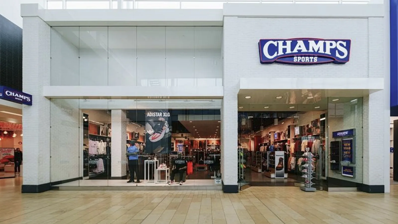 A sportswear store frontage inside a shopping mall