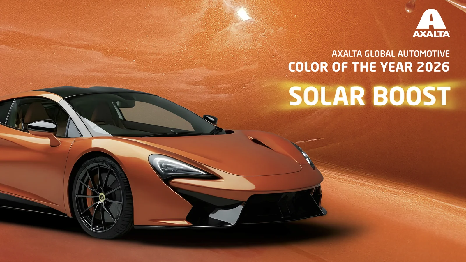 An Axalta colour of the year poster with an orange sports car