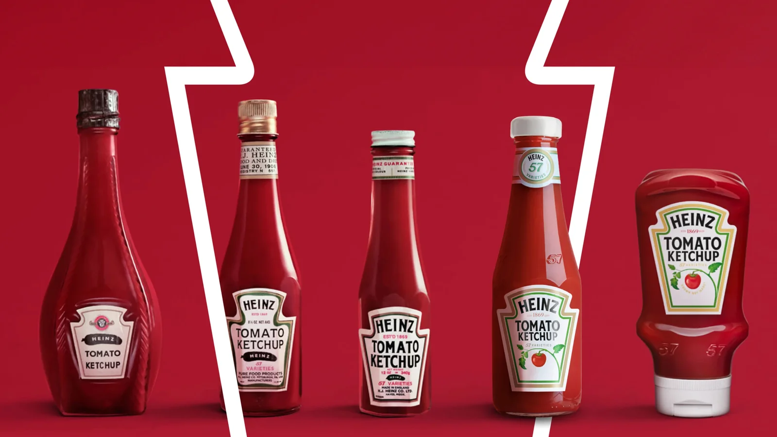 Heinz ketchup bottles framed by the keystone label outline