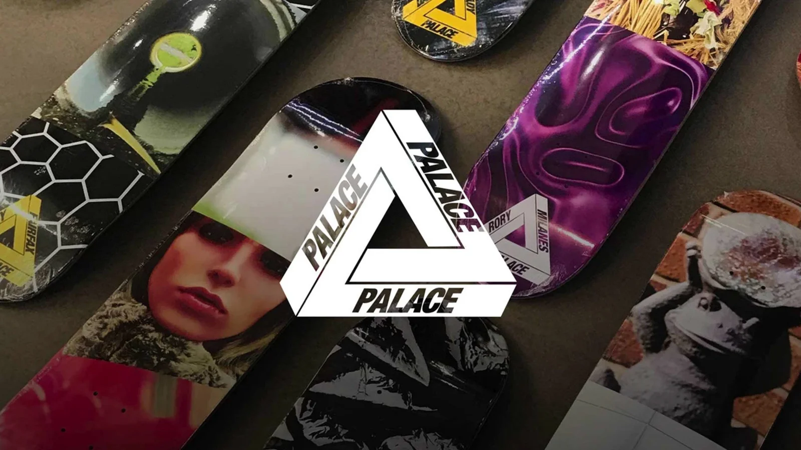 Palace Skateboards decks showing the triangle logo