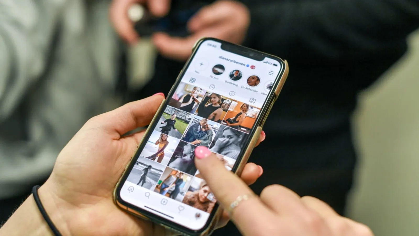 An Instagram profile grid open on a phone