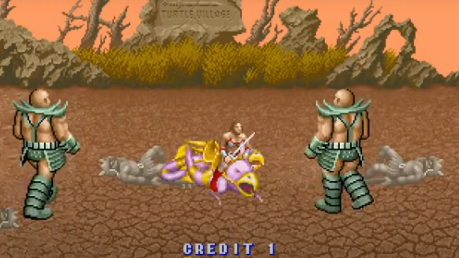 A Golden Axe arcade screenshot mid brawl