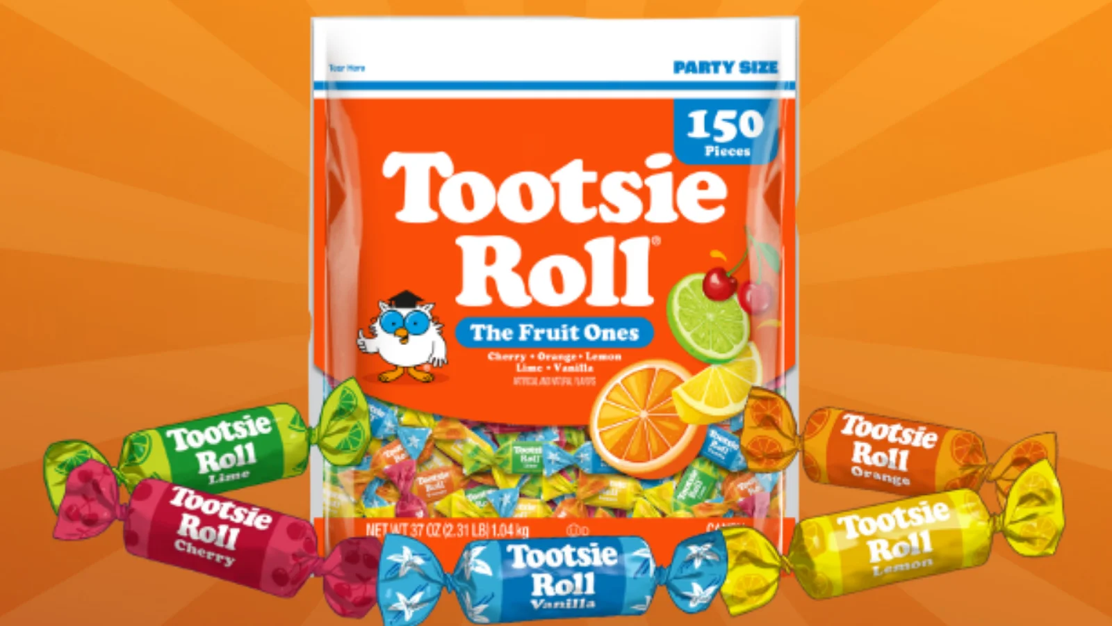 A party bag of Tootsie Roll fruit chews with wrapped candies
