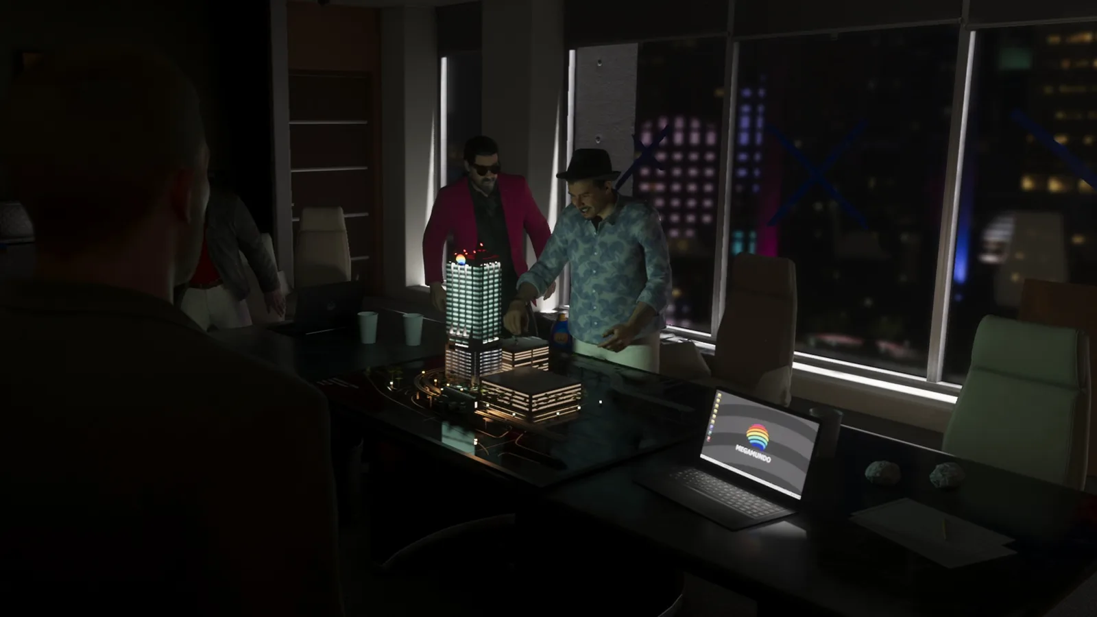 Andres de Leon takes a late-night meeting in a Mega Mundo office in GTA 6.