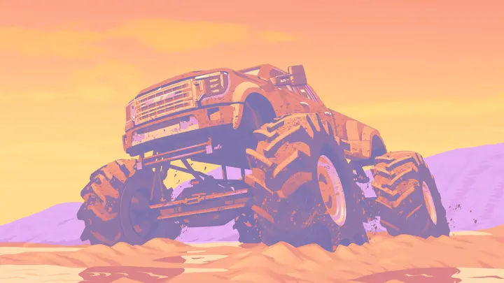 Mud truck at sundown