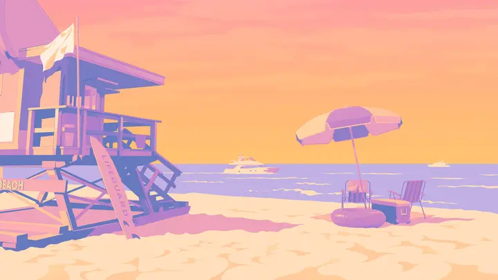 Lifeguard tower, empty beach