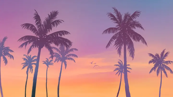Palms against the dusk