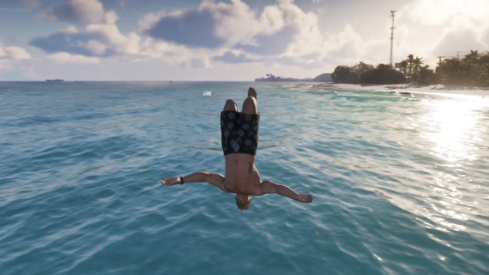 Lucia backflipping off a platform into the sea in the GTA 6 Extended Look