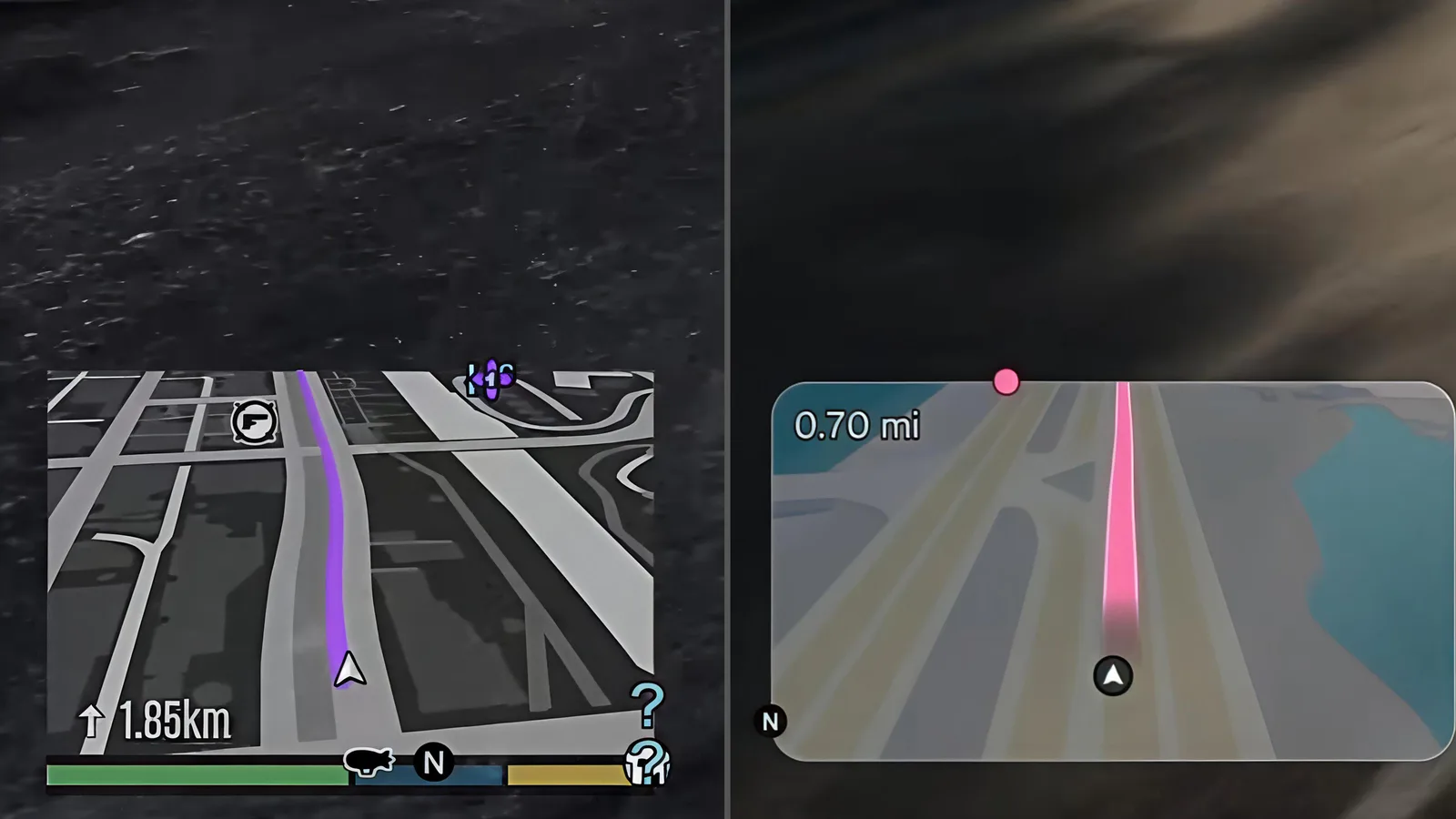 Side by side comparison of the GTA 6 minimap and the simplified GPS route display