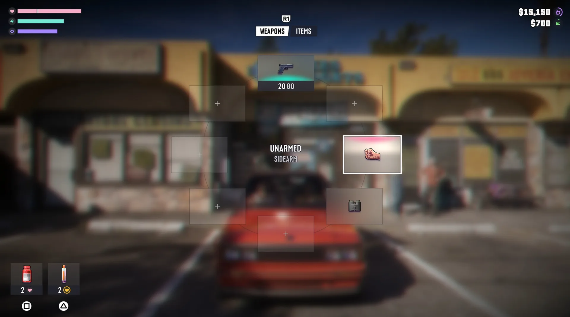 GTA 6 interface elements on screen while ordering from a car, with cash and heat indicators visible
