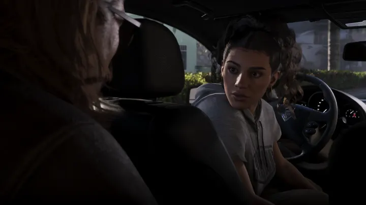 Lucia talks in the car