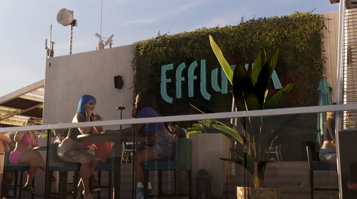 Blue hair at the Effluvia bar