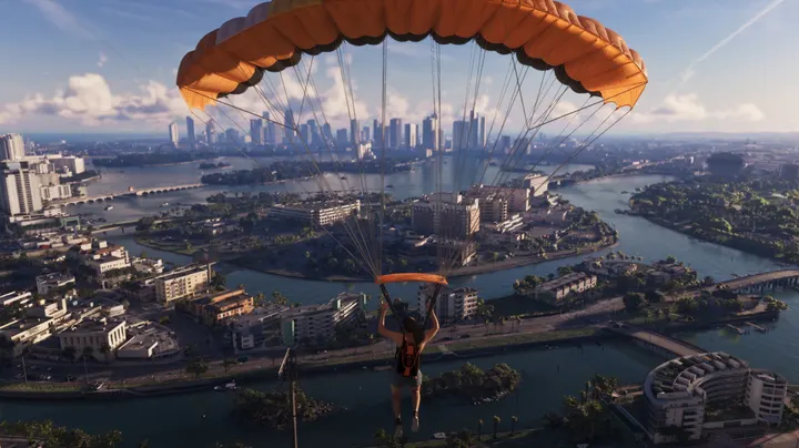 Parachute over the city canals