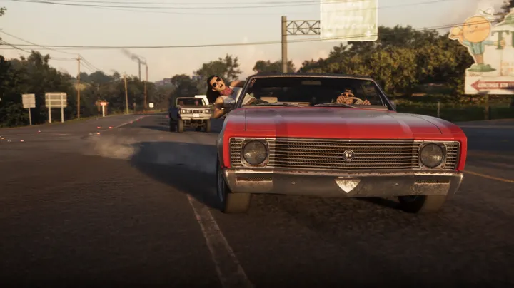 Leaning out of the muscle car