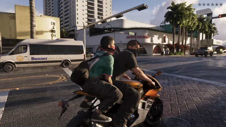 Two riders fleeing on a sportsbike