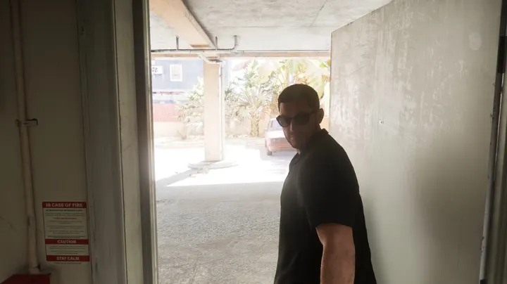 Glance back in the stairwell