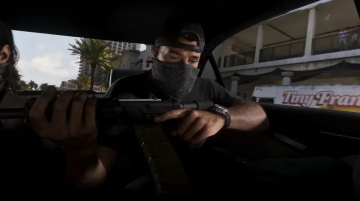 Loading the rifle in the car