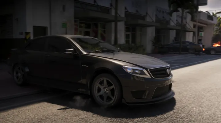 Black saloon on the run