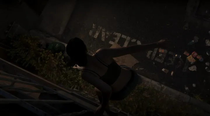 Climbing down the fire escape