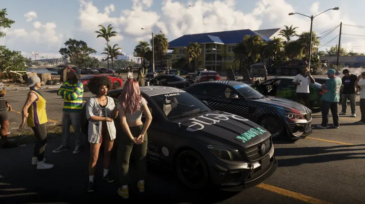 Crowd gathers at the car meet