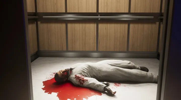 Blood on the lift floor