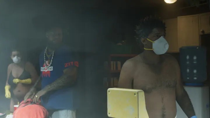 Smoke in the makeshift lab