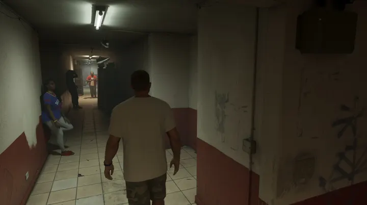 Down the tenement corridor