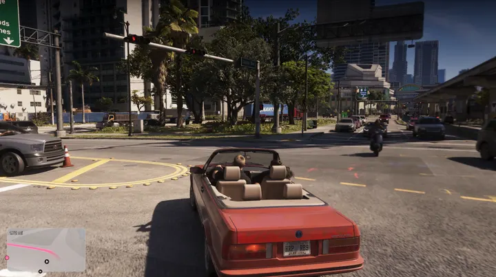 Drop top waiting at the lights