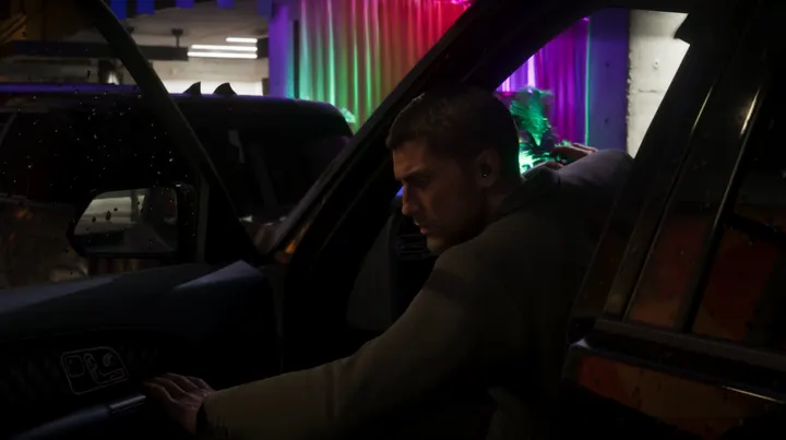 Climbing in under rainbow lights