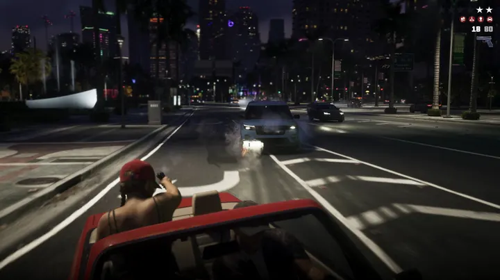 Shots fired from the red convertible