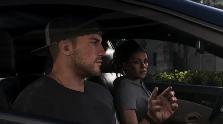 Jason and Lucia talk in the car