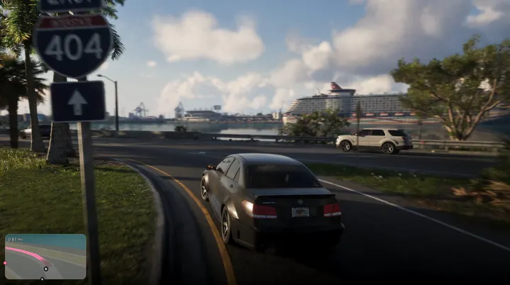 Exit ramp past the cruise ship