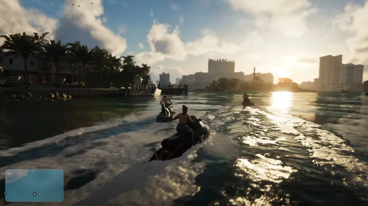 Jet skis across the golden bay