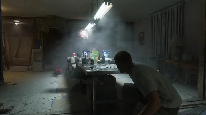 Sparkler over the messy table