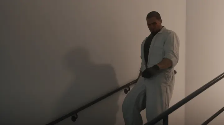 Coveralls on the back stairs