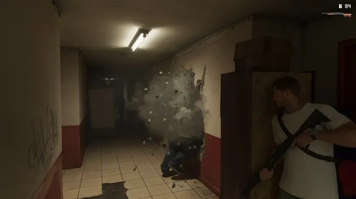 Shotgun blast through the wall