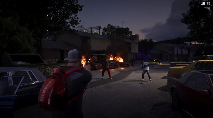 Suburban shootout in flames