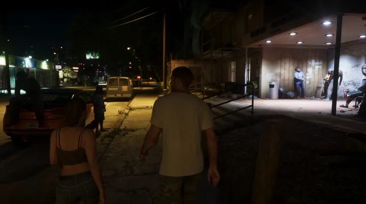 Evening walk to the motel