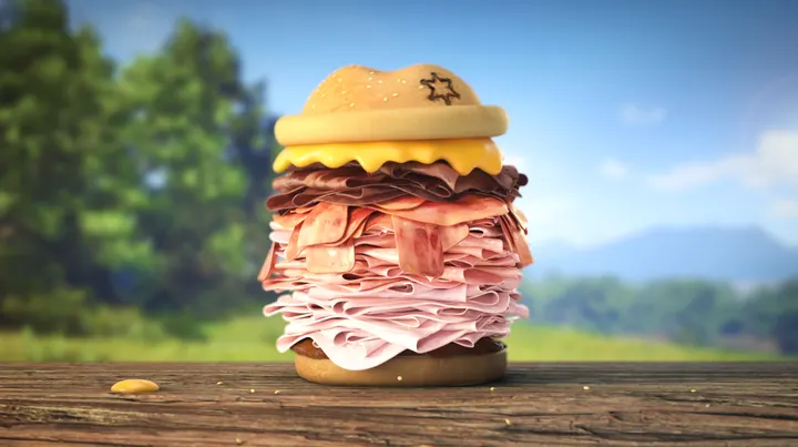 Ludicrous burger piled with meat
